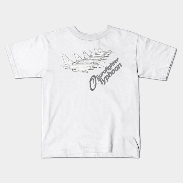Typhoon fighters in formation Kids T-Shirt by Caravele